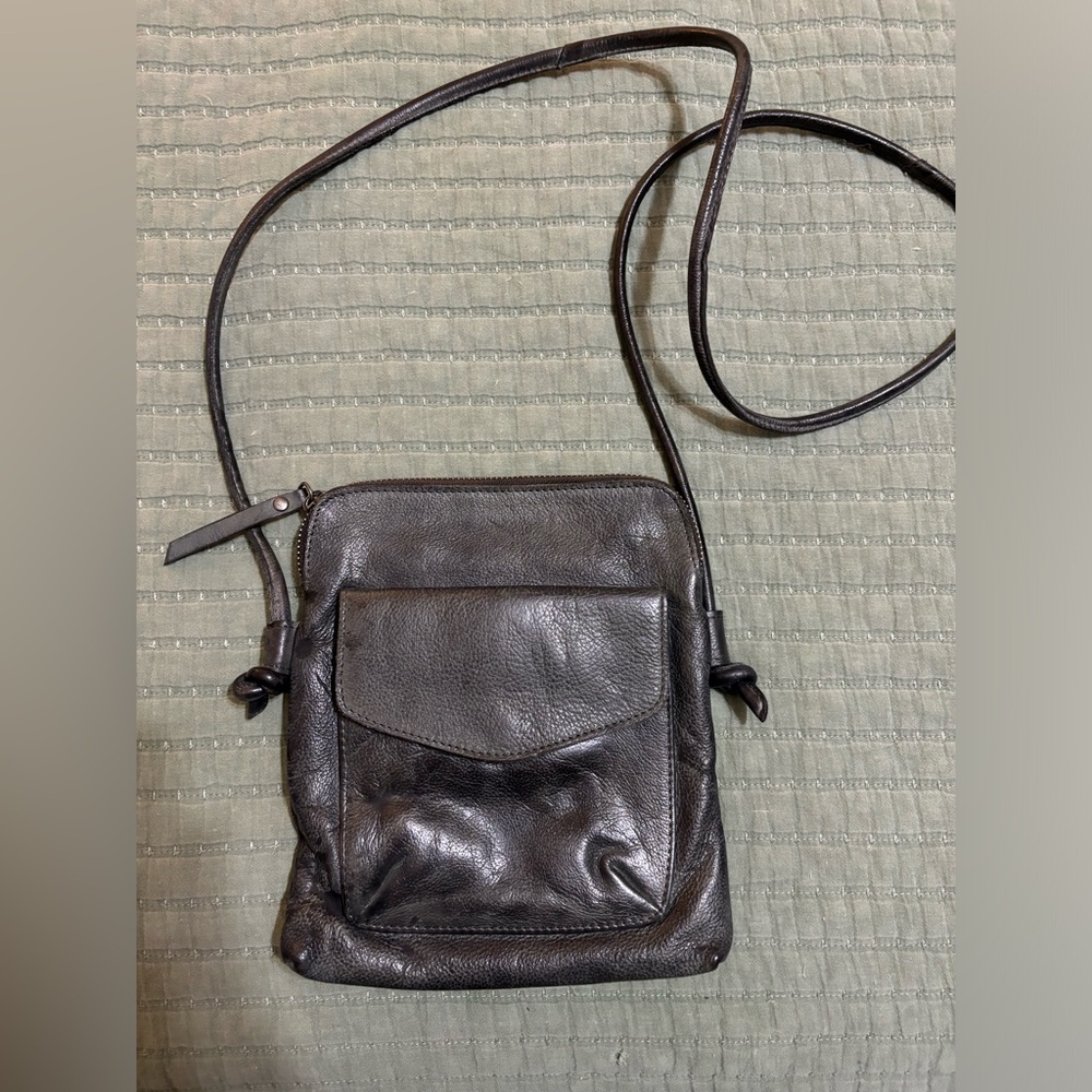 Latico Charcoal Leather Crossbody Bag